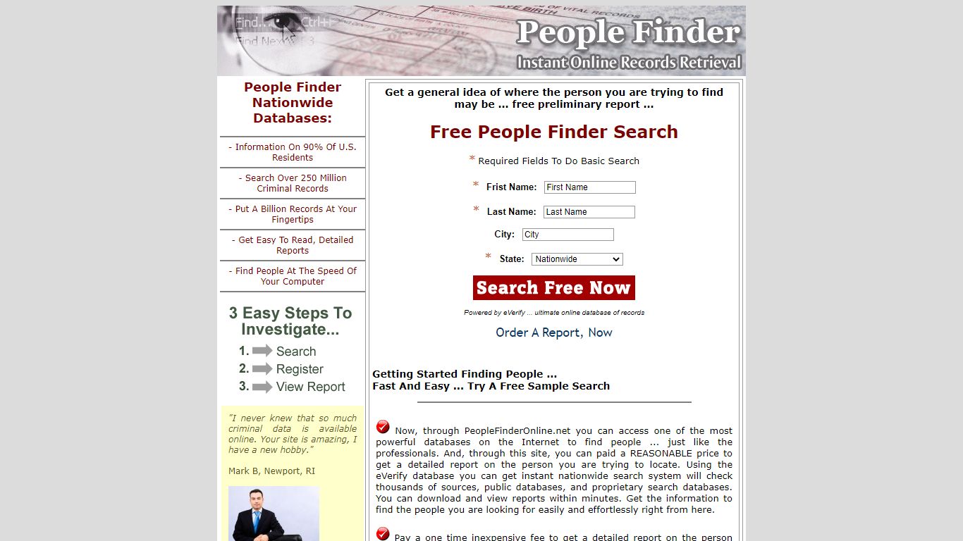 People Finder Online With Free Sample Search